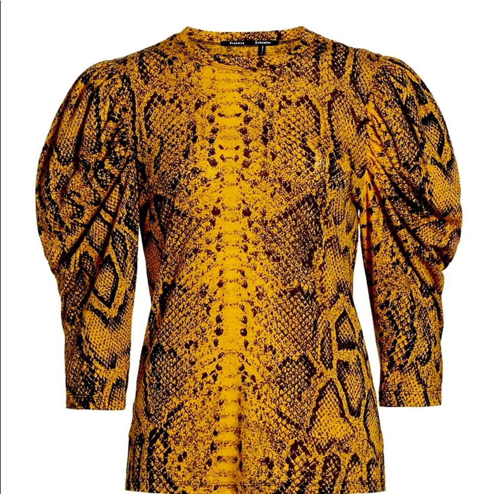 Proenza Schouler Snakeskin-Print Puff-Sleeve T-Shirt
